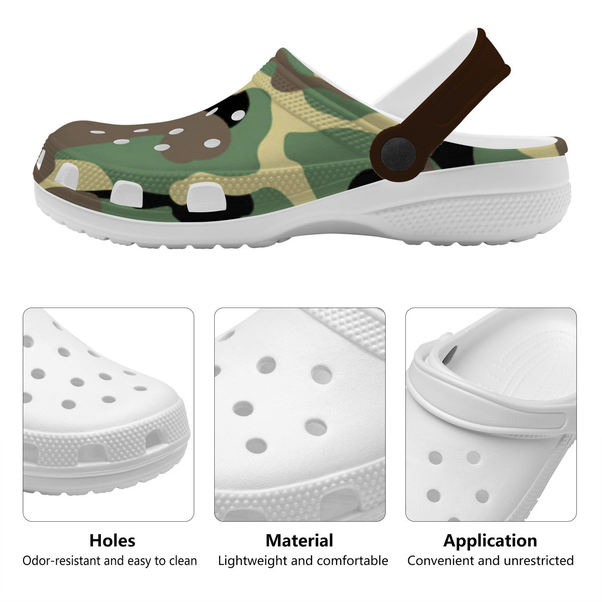Kids Camo Pattern Clogs