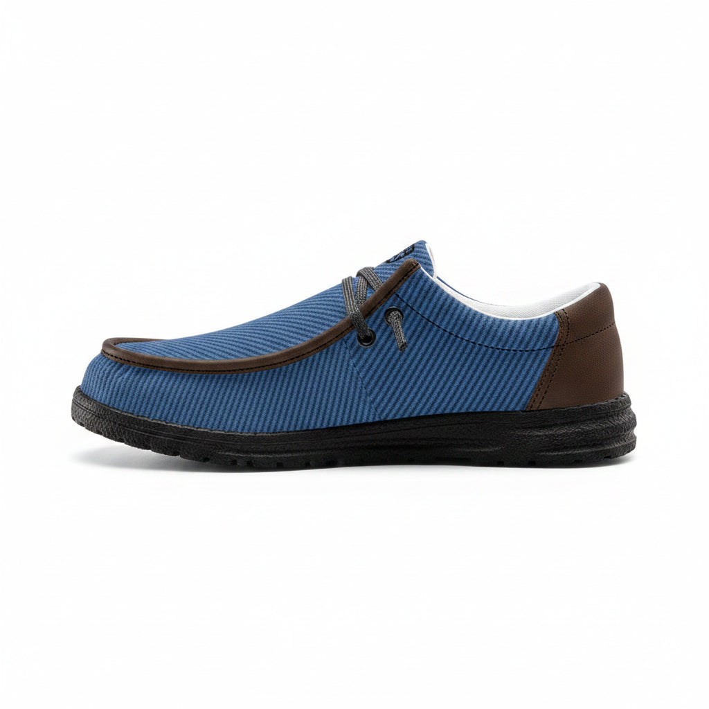 Blue and Brown Canvas Loafers