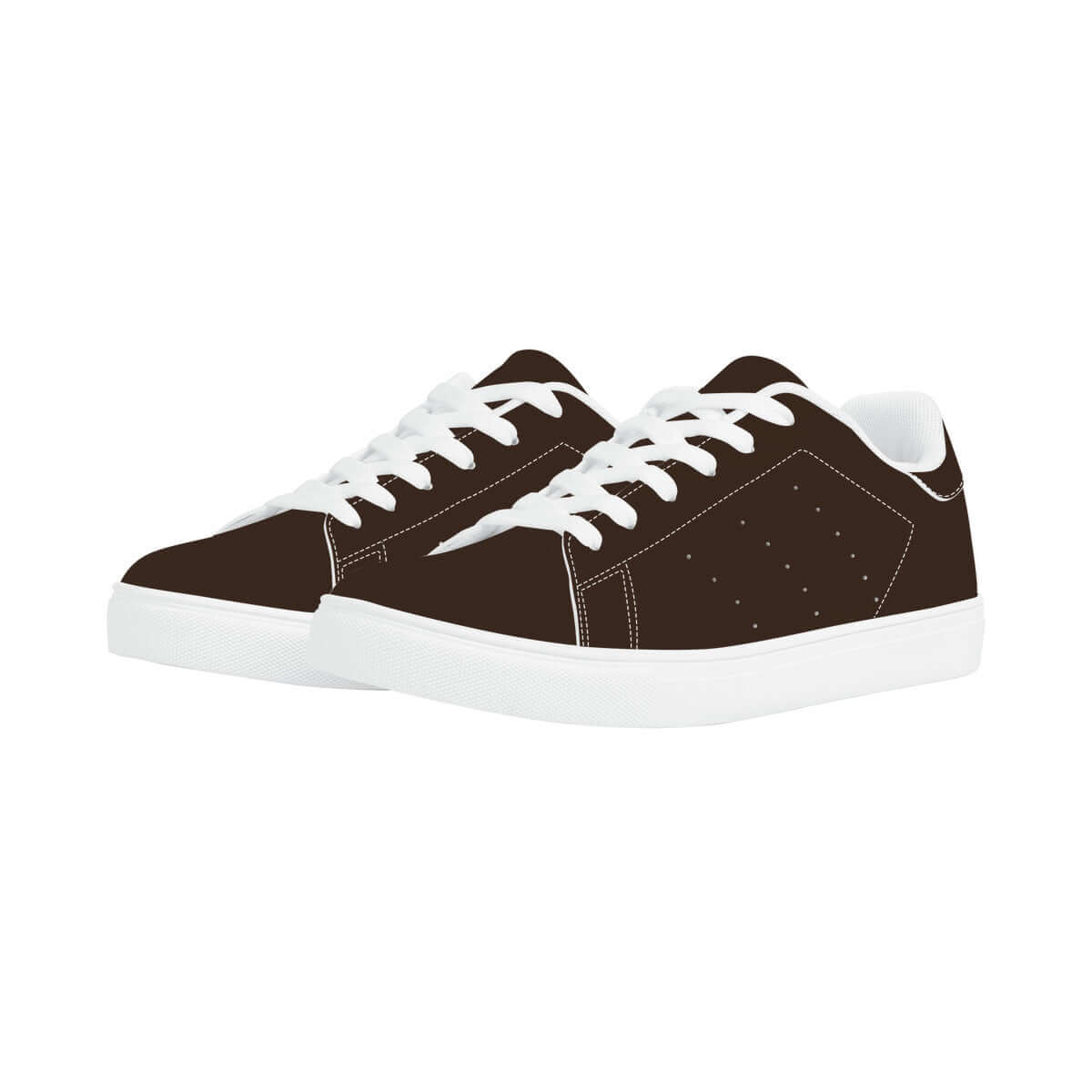 Brown Low-Top Synthetic Leather Sneakers