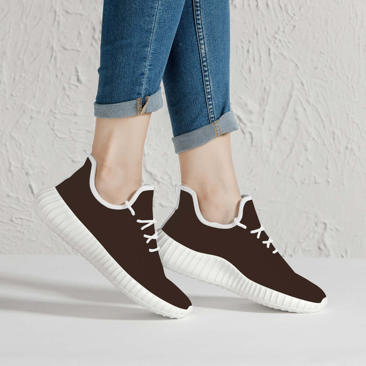 Brown Mesh Knit Sneakers