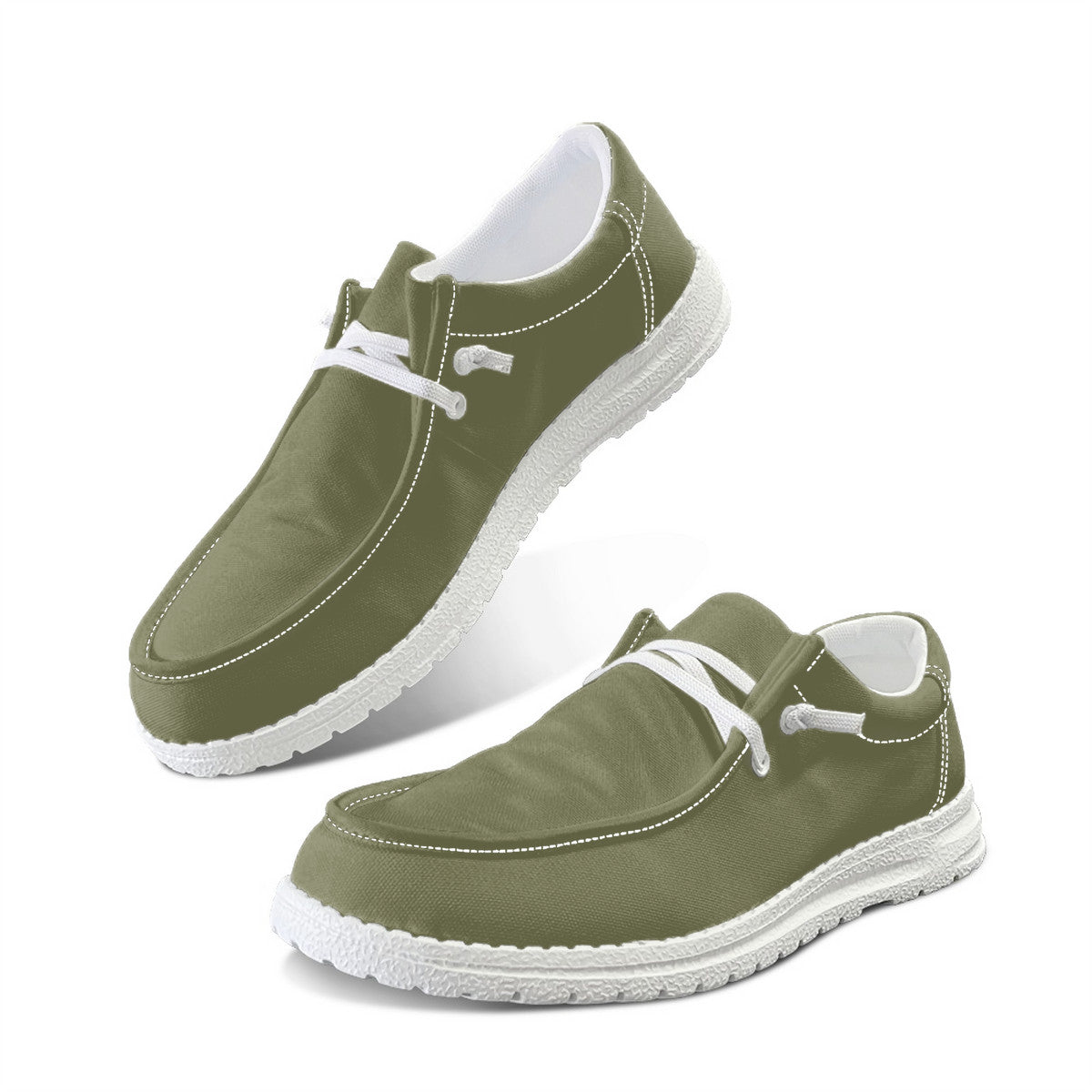Olive Green Canvas Loafers