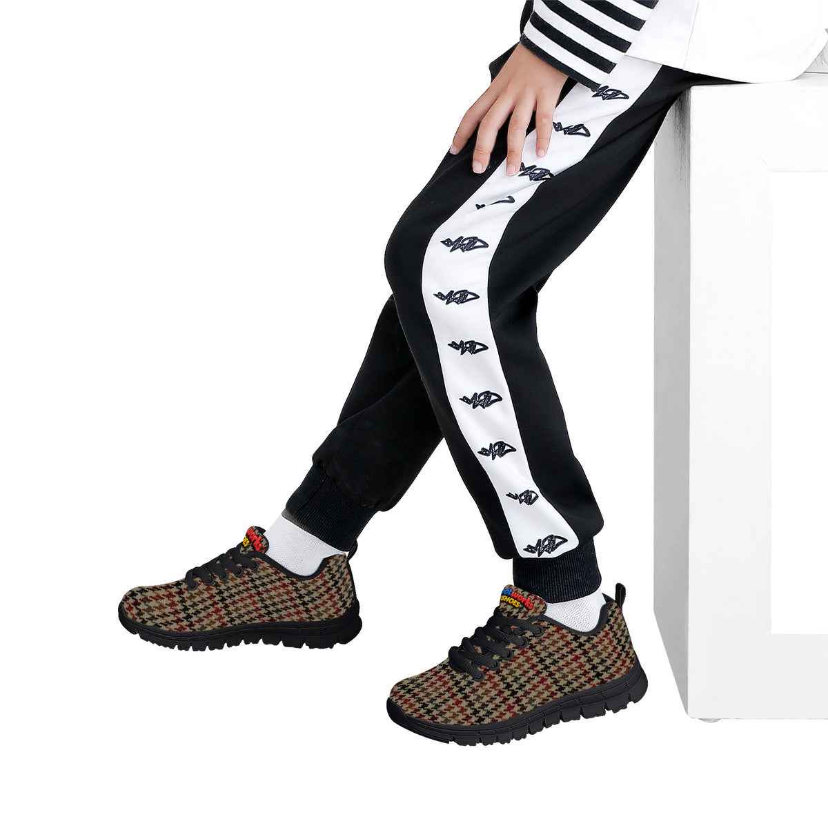 Kids Brown Pattern Sneakers