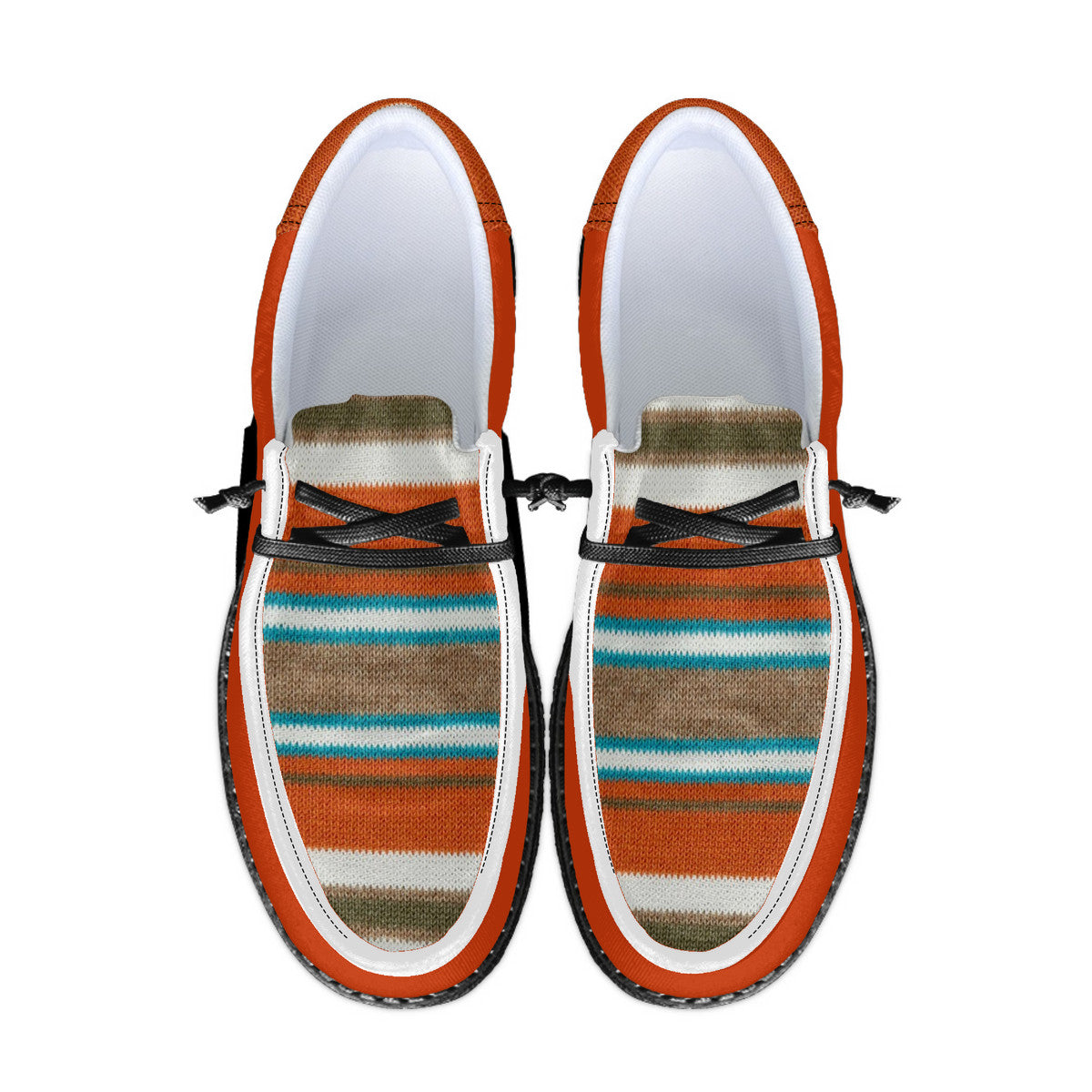 Unisex Orange Striped Pattern Canvas Loafers