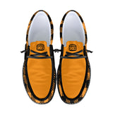 Unisex Orange Plaid Canvas Loafers