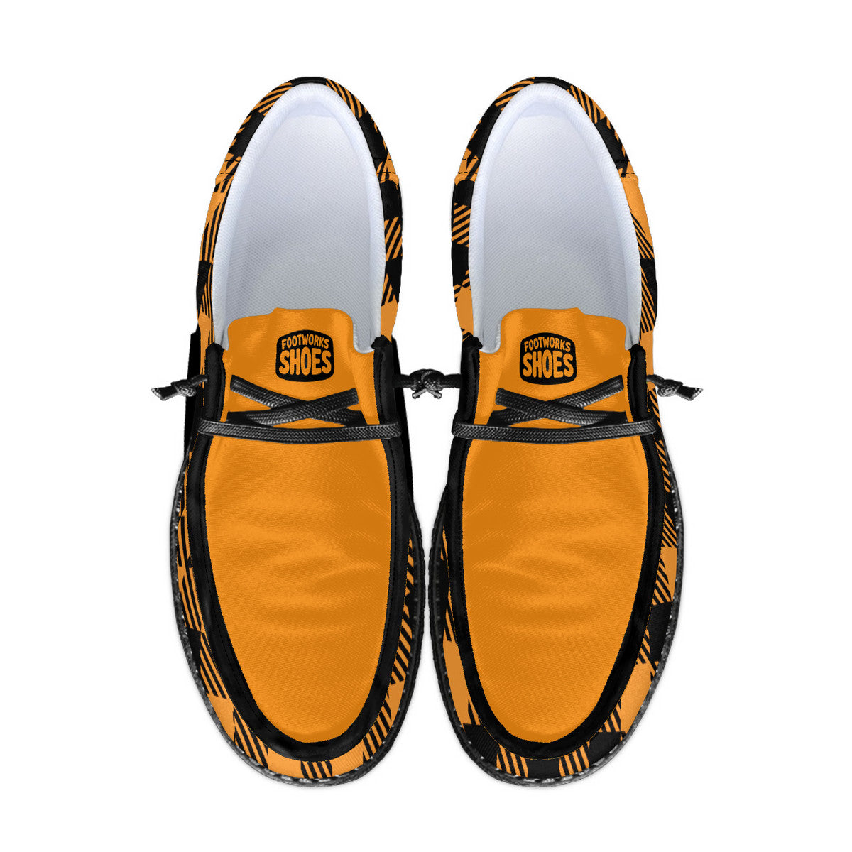 Unisex Orange Plaid Canvas Loafers