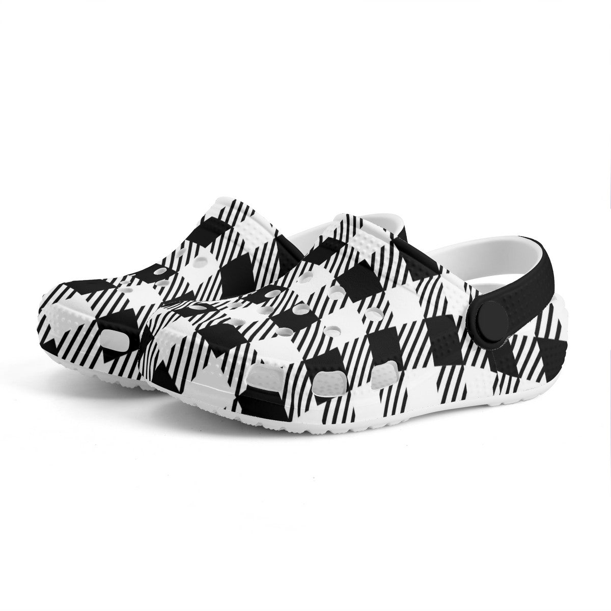 Kid's Black and White Pattern Casual Clogs