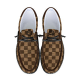 Unisex Brown Check Canvas Loafers