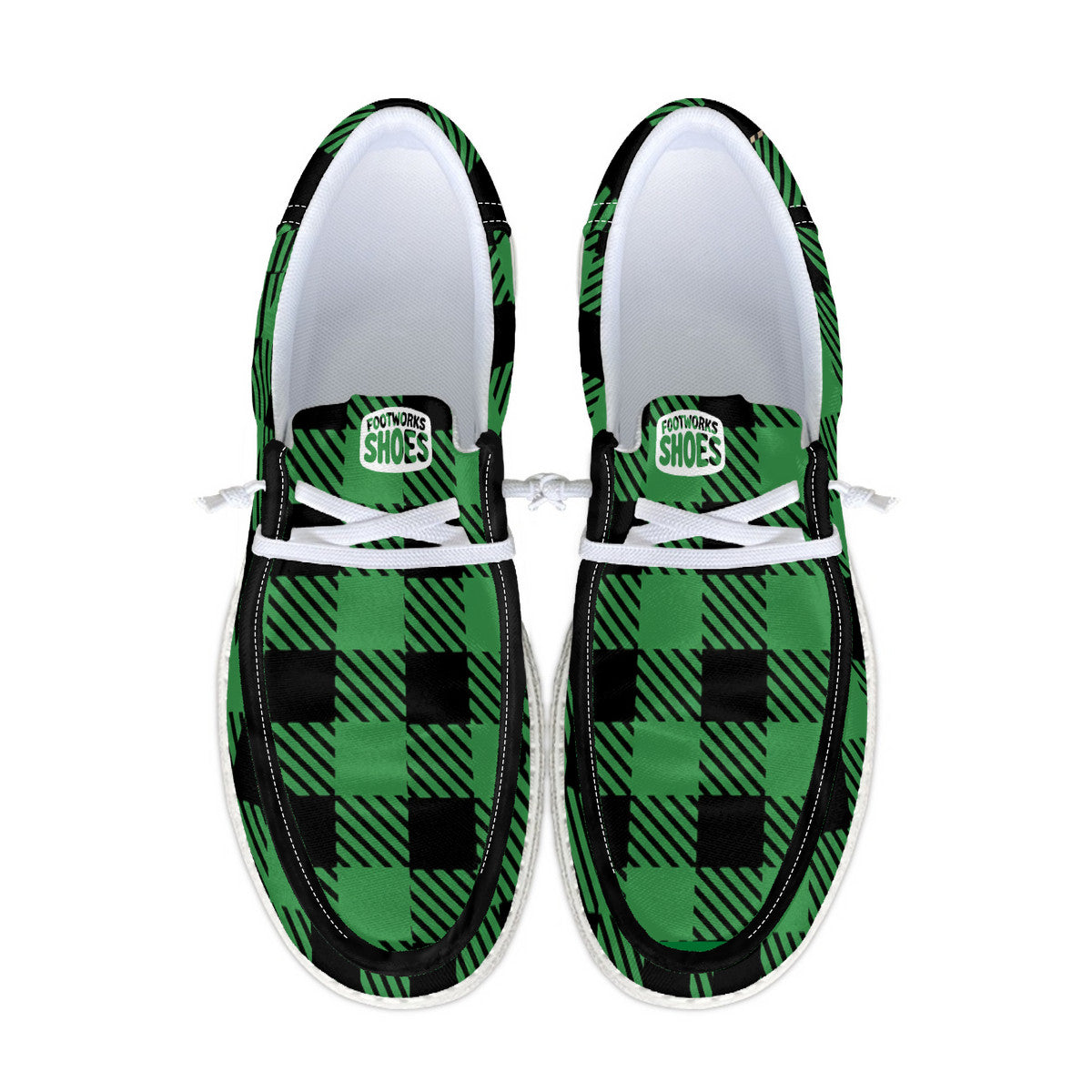 Unisex Green Plaid  Loafers