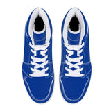 Dark Navy Blue High-Top Synthetic Leather Sneakers - White