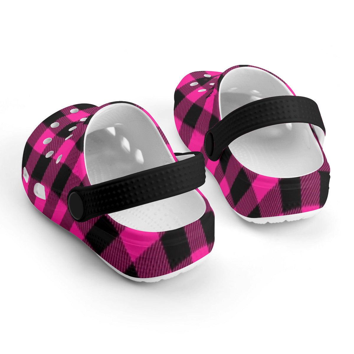 Kid's Pink Check Casual Clogs