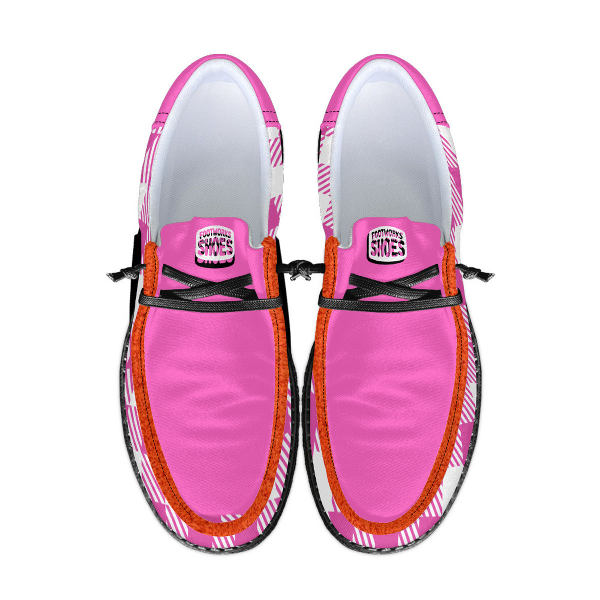 Unisex Pink Plaid Canvas Loafers