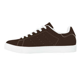 Brown Low-Top Synthetic Leather Sneakers