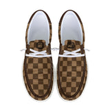 Unisex Brown Check Canvas Loafers