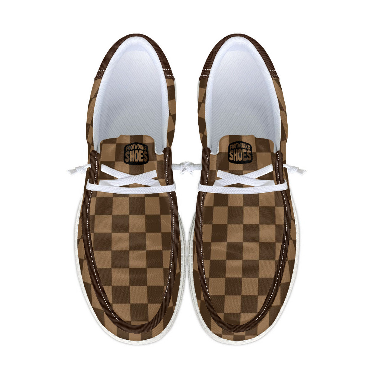 Unisex Brown Check Canvas Loafers