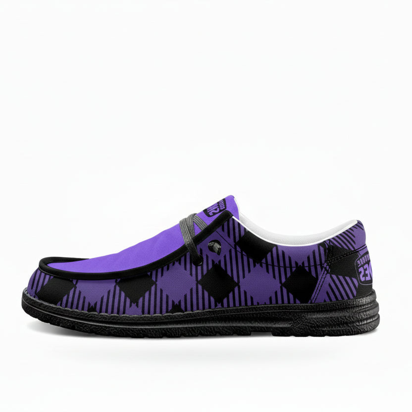 Unisex Purple Plaid Canvas Loafers