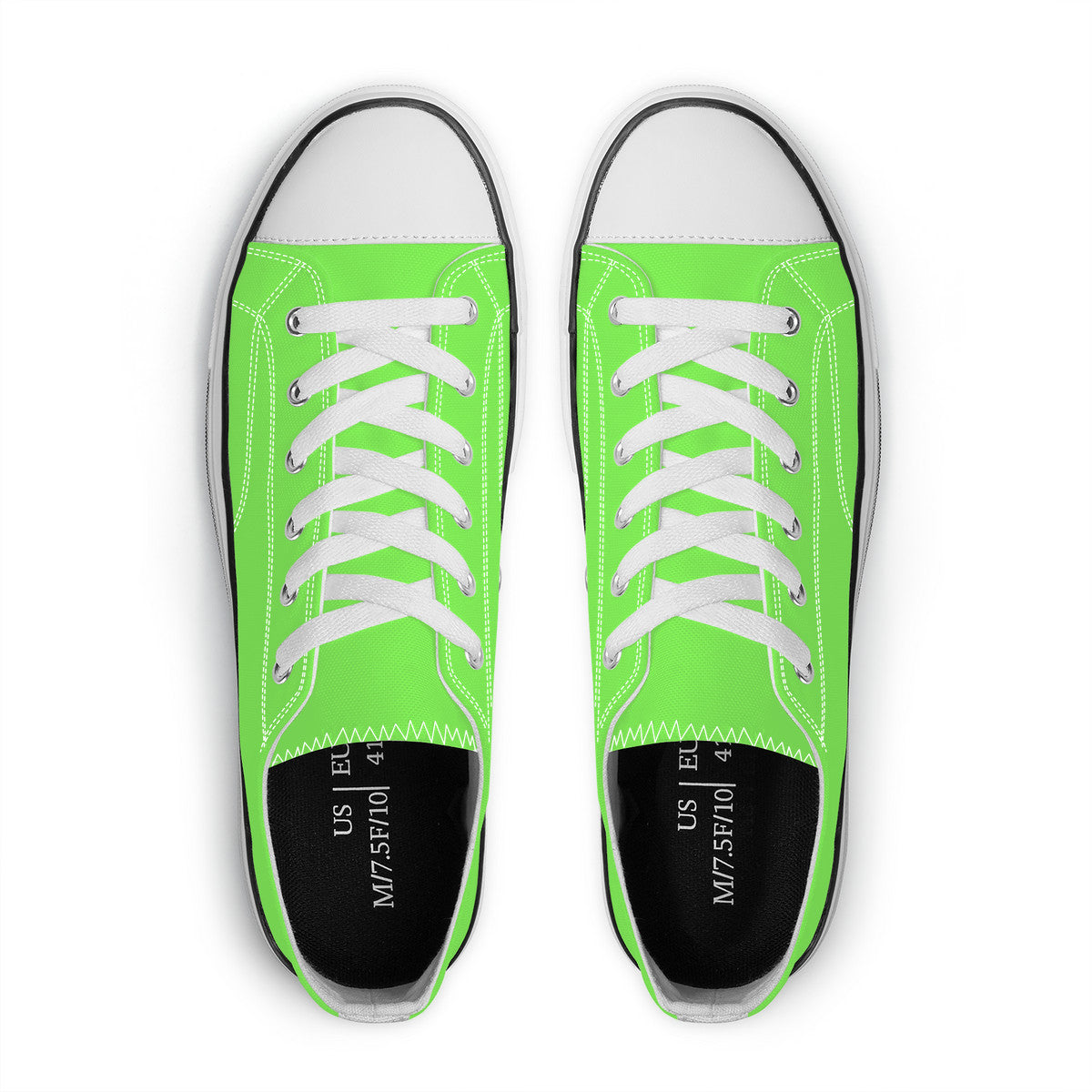 Neon green Unisex Classic Low Top Canvas Shoes - White