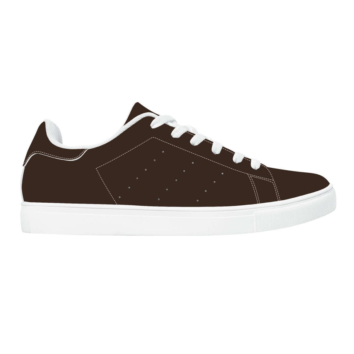 Brown Low-Top Synthetic Leather Sneakers