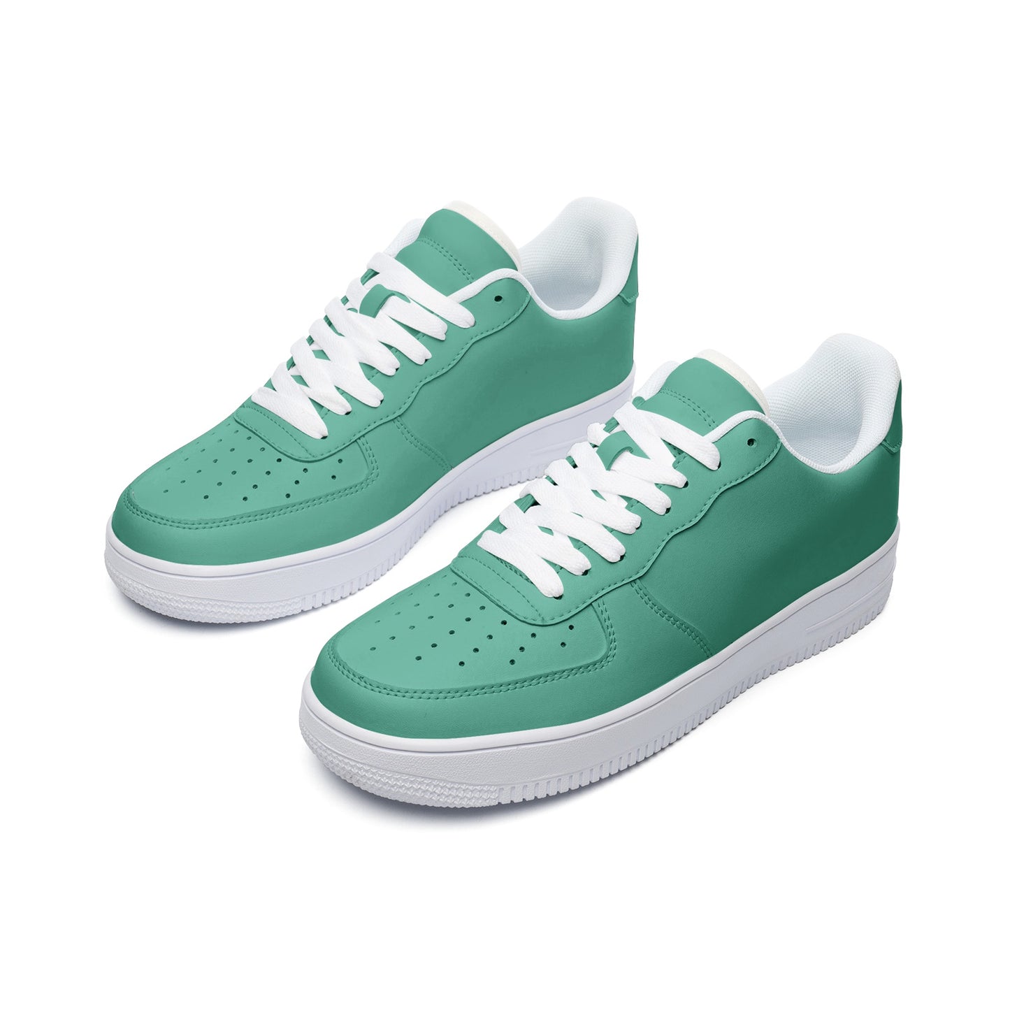 Unisex Green Low Top Leather Sneakers