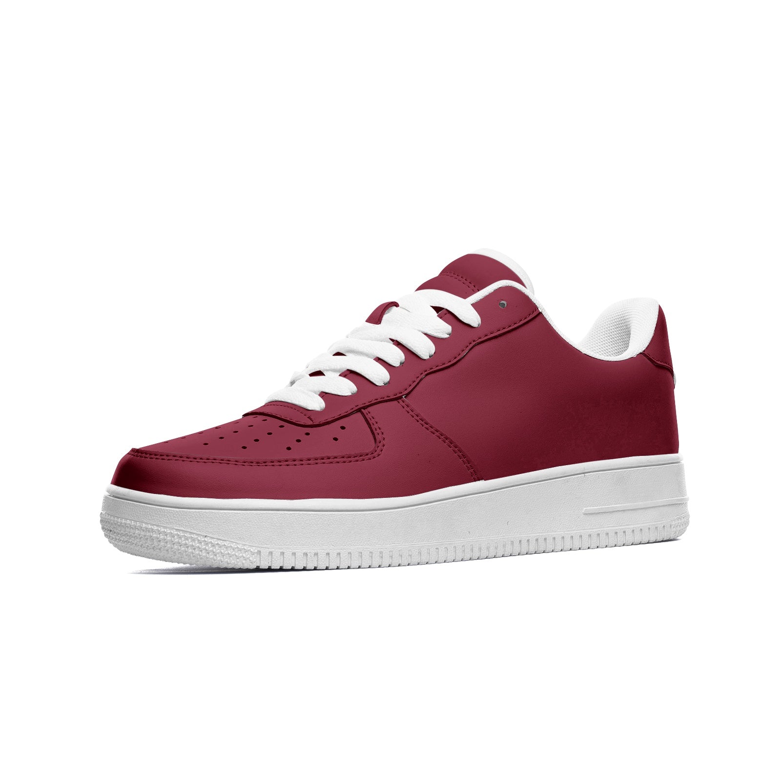 Burgundy Red Unisex Low Top Leather Sneakers