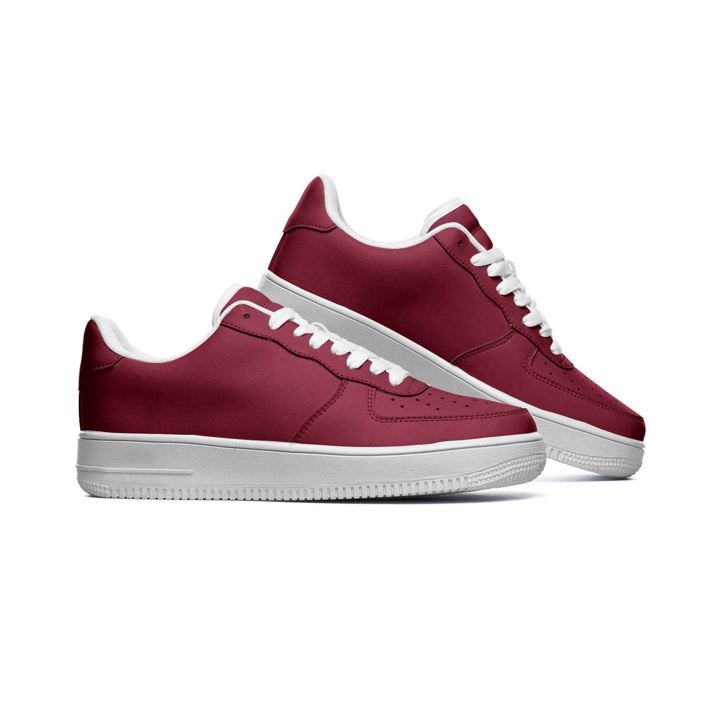 Burgundy Red Unisex Low Top Leather Sneakers