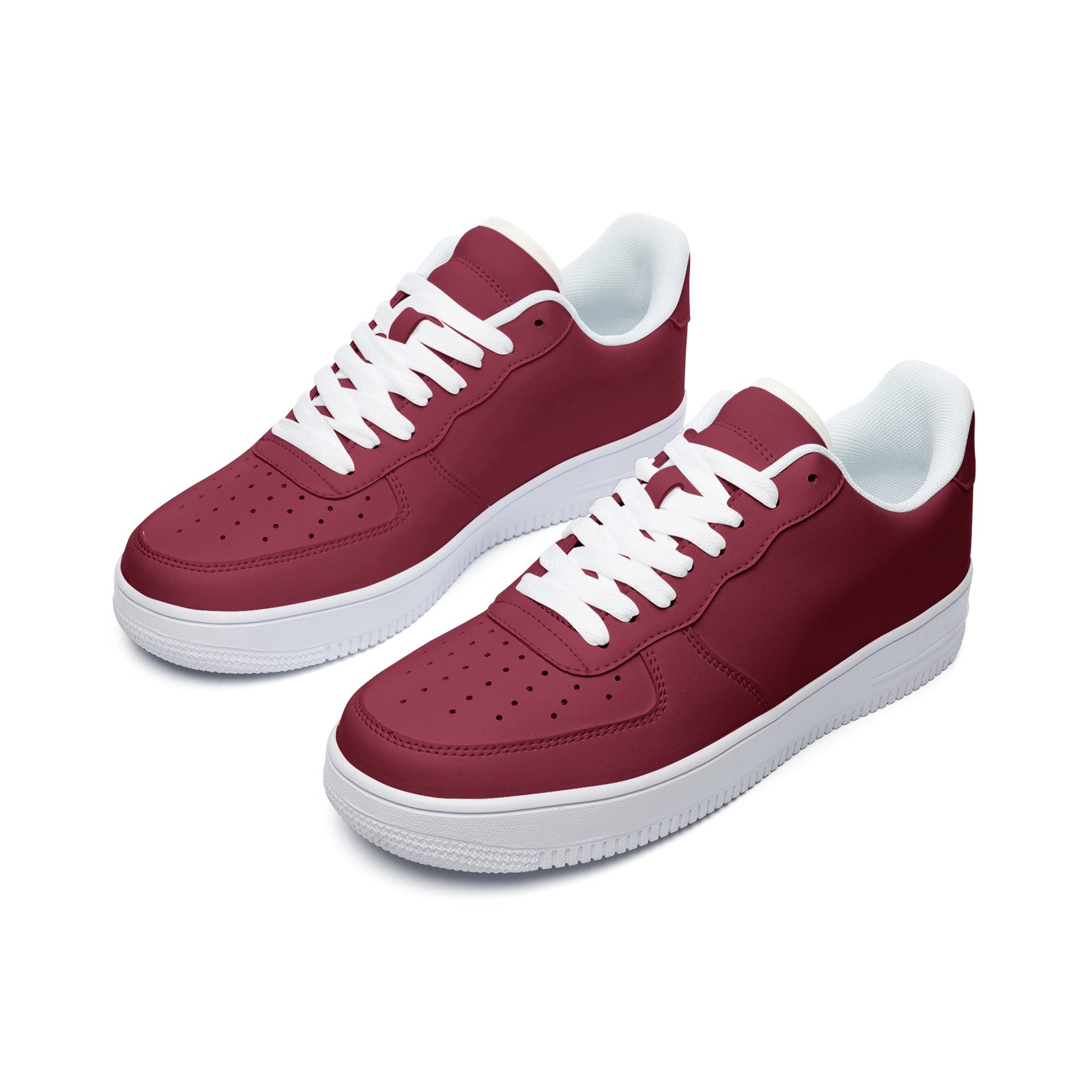 Burgundy Red Unisex Low Top Leather Sneakers