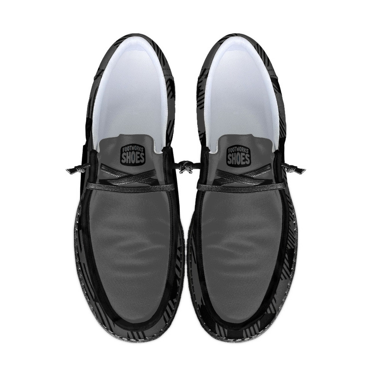 Unisex Gray Plaid Canvas Loafers