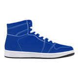 Dark Navy Blue High-Top Synthetic Leather Sneakers - White