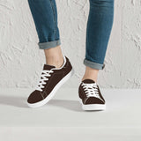 Brown Low-Top Synthetic Leather Sneakers