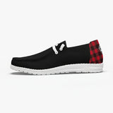 Black and Red Plaid Trendy Canvas Lace-up Loafers
