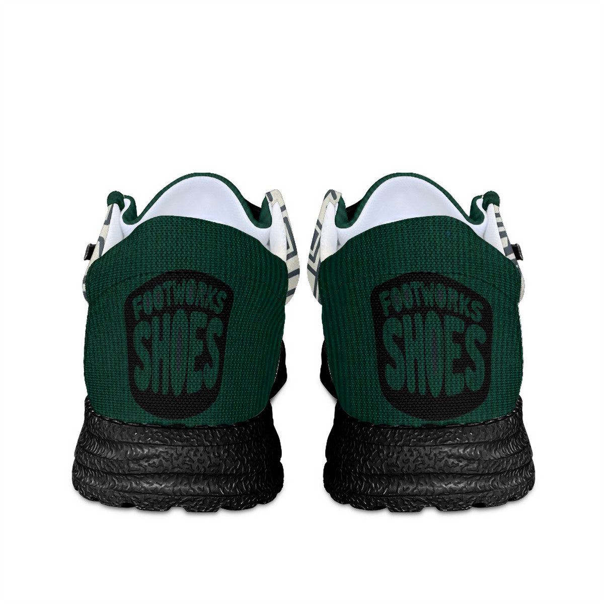 Green and geopattern Canvas Loafers