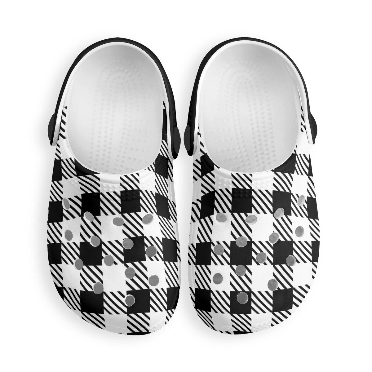 Kid's Black and White Pattern Casual Clogs