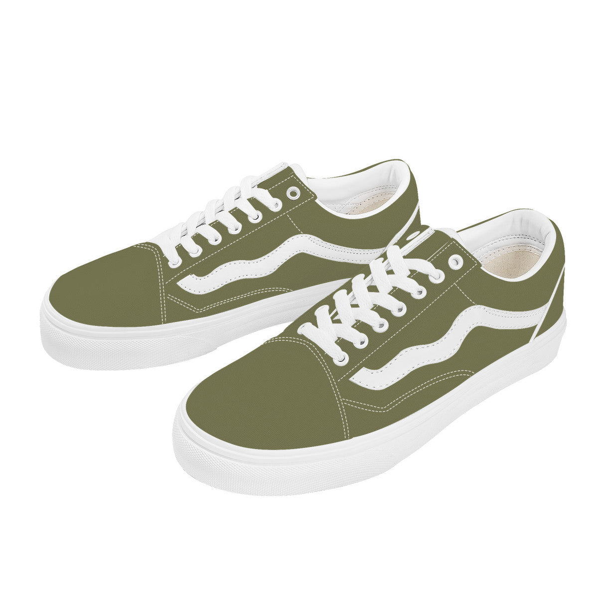 Olive Green Low Top Flat Sneaker