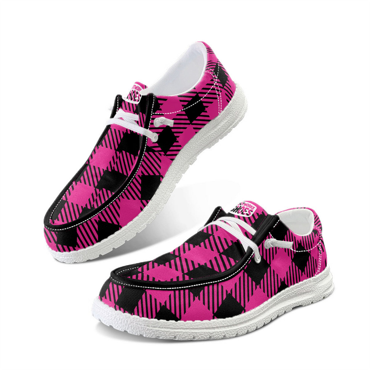 Pink Buffalo Check Unisex Canvas Loafers