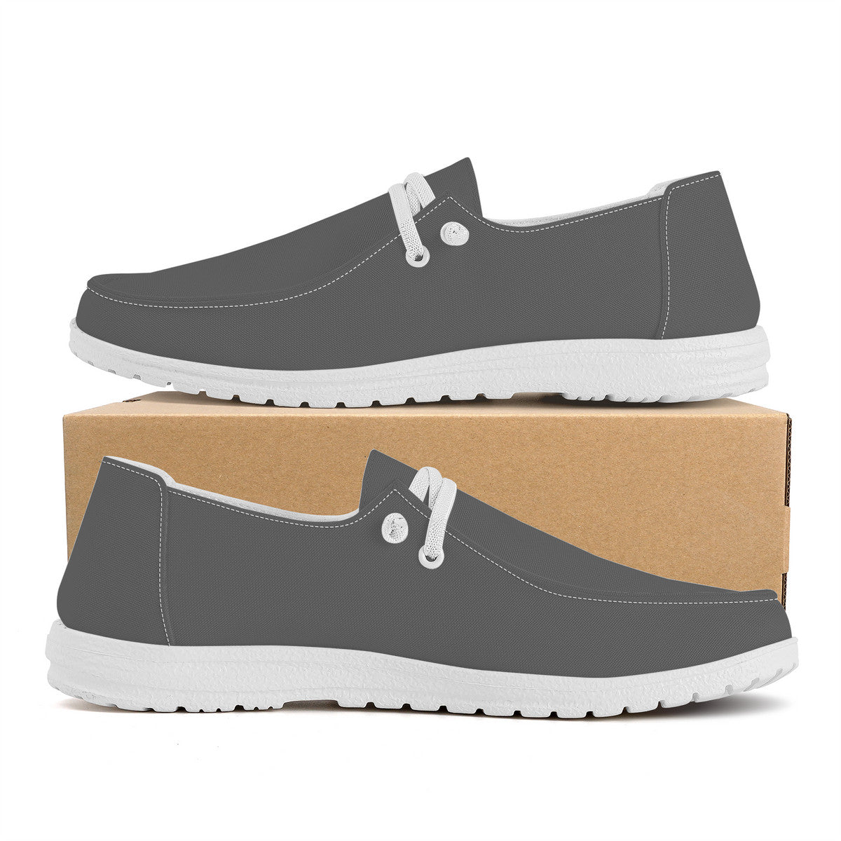 Puter Gray Canvas Loafers Slip On