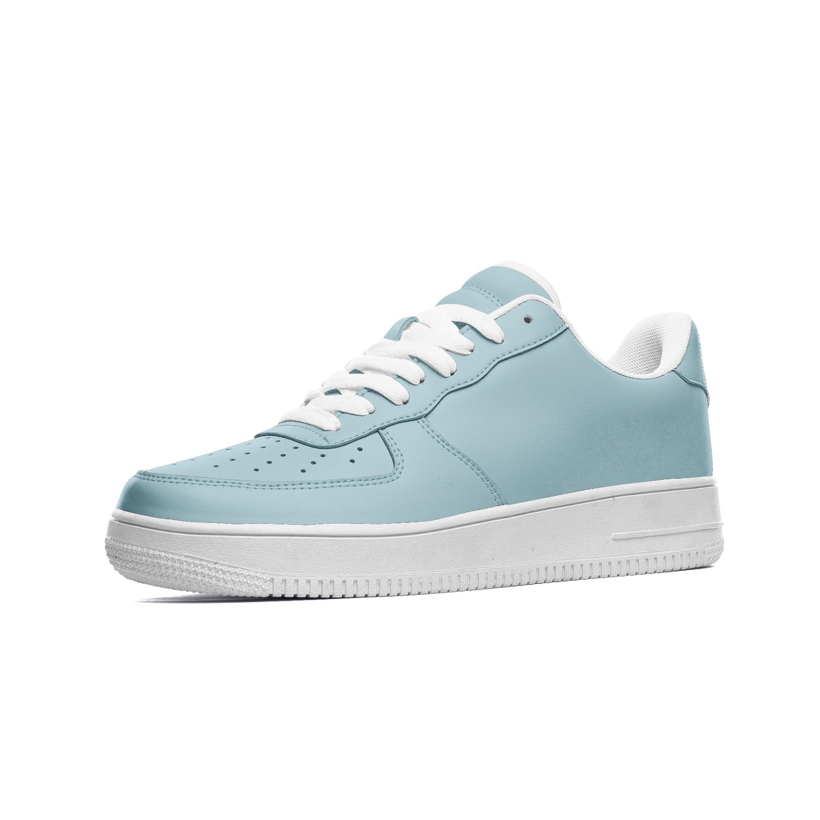 Unisex Steel Blue Low Top Leather Sneakers