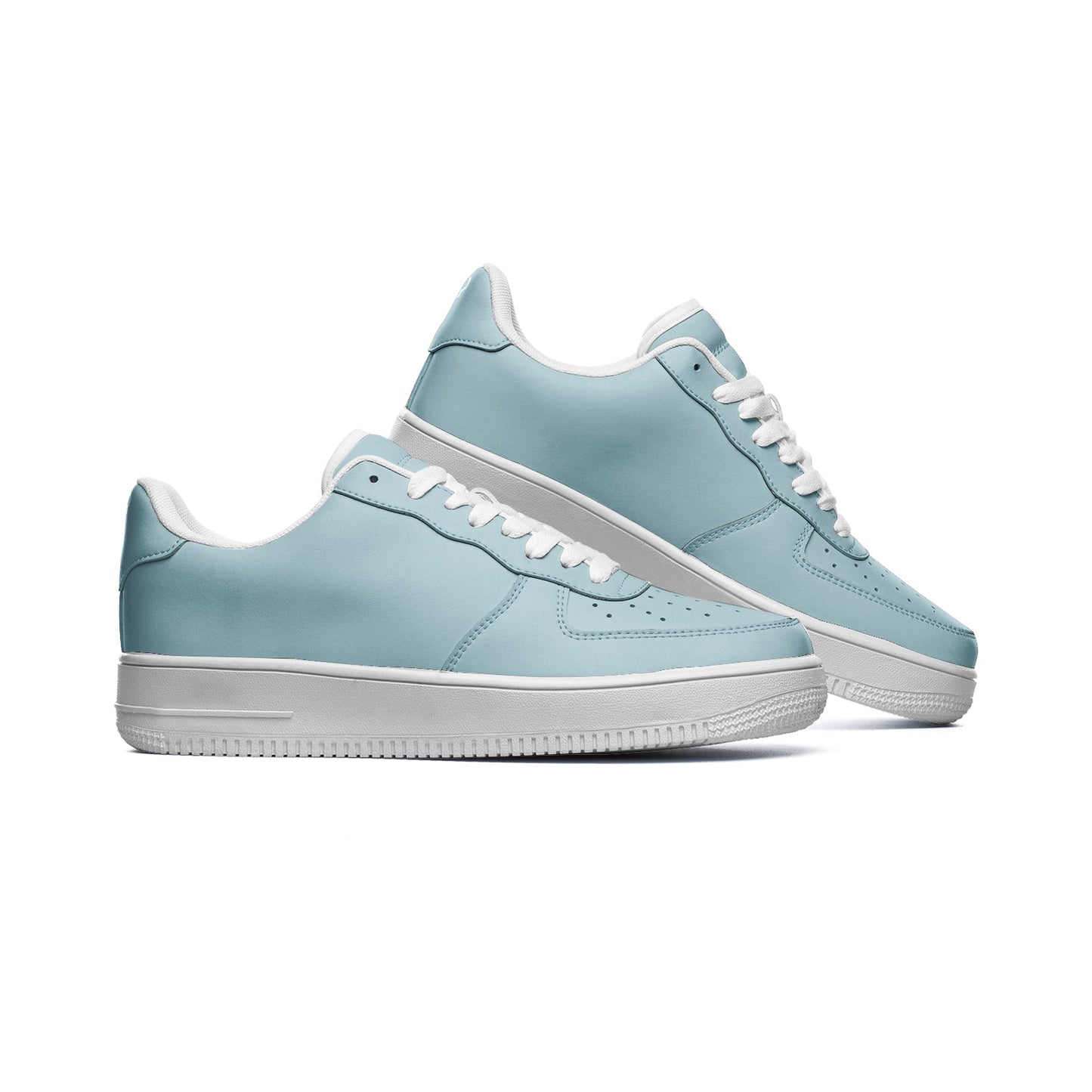 Unisex Steel Blue Low Top Leather Sneakers