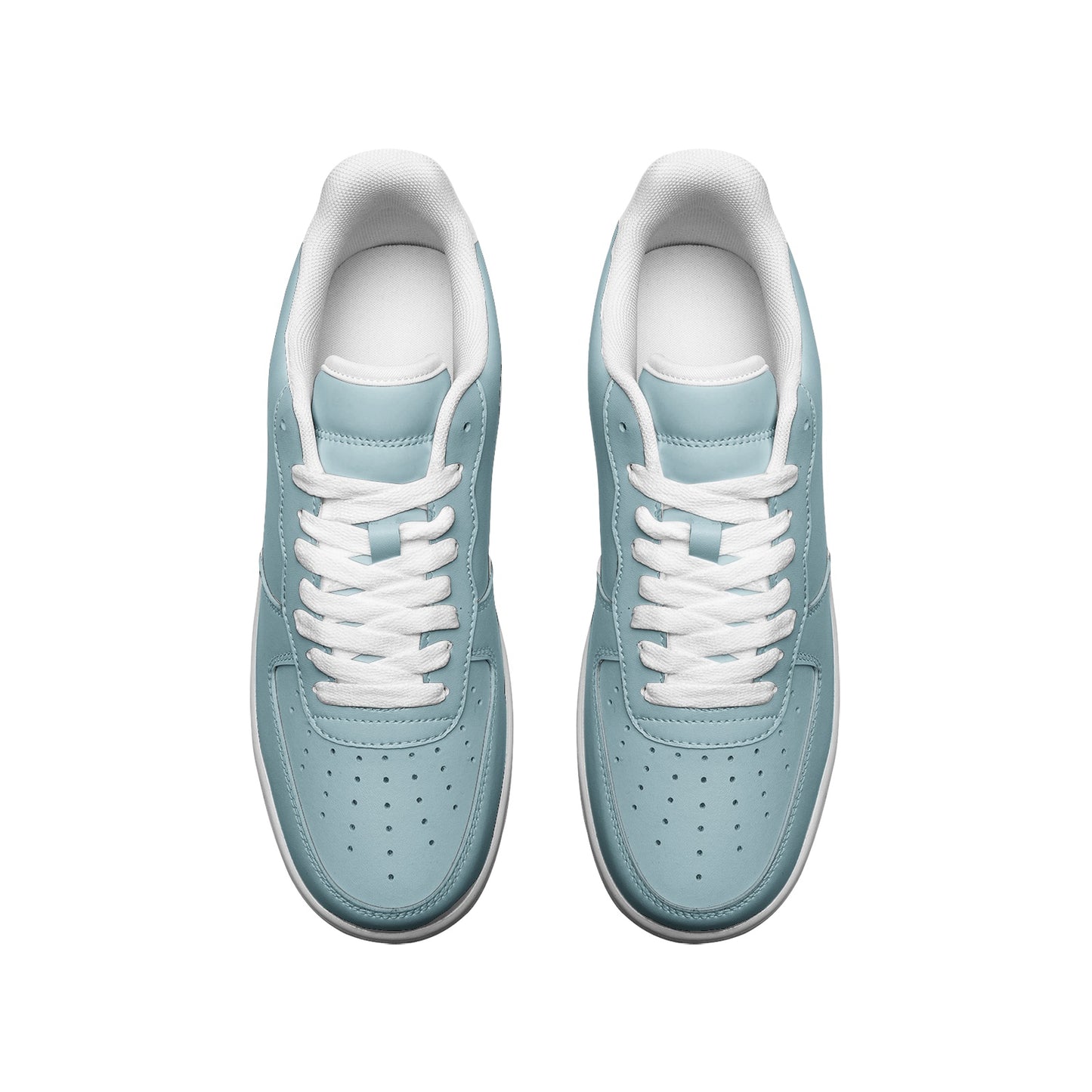 Unisex Steel Blue Low Top Leather Sneakers