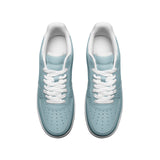 Unisex Steel Blue Low Top Leather Sneakers