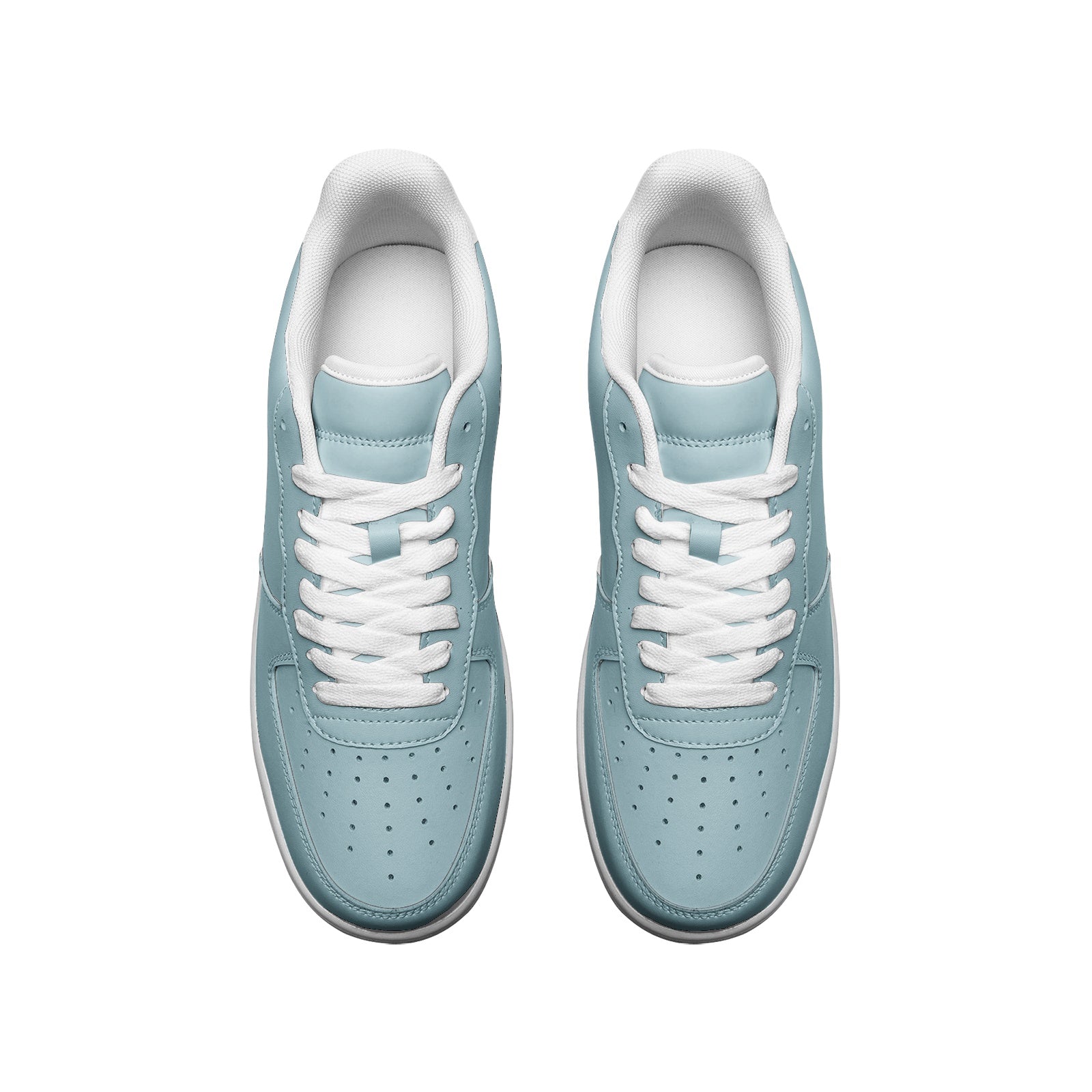 Unisex Steel Blue Low Top Leather Sneakers