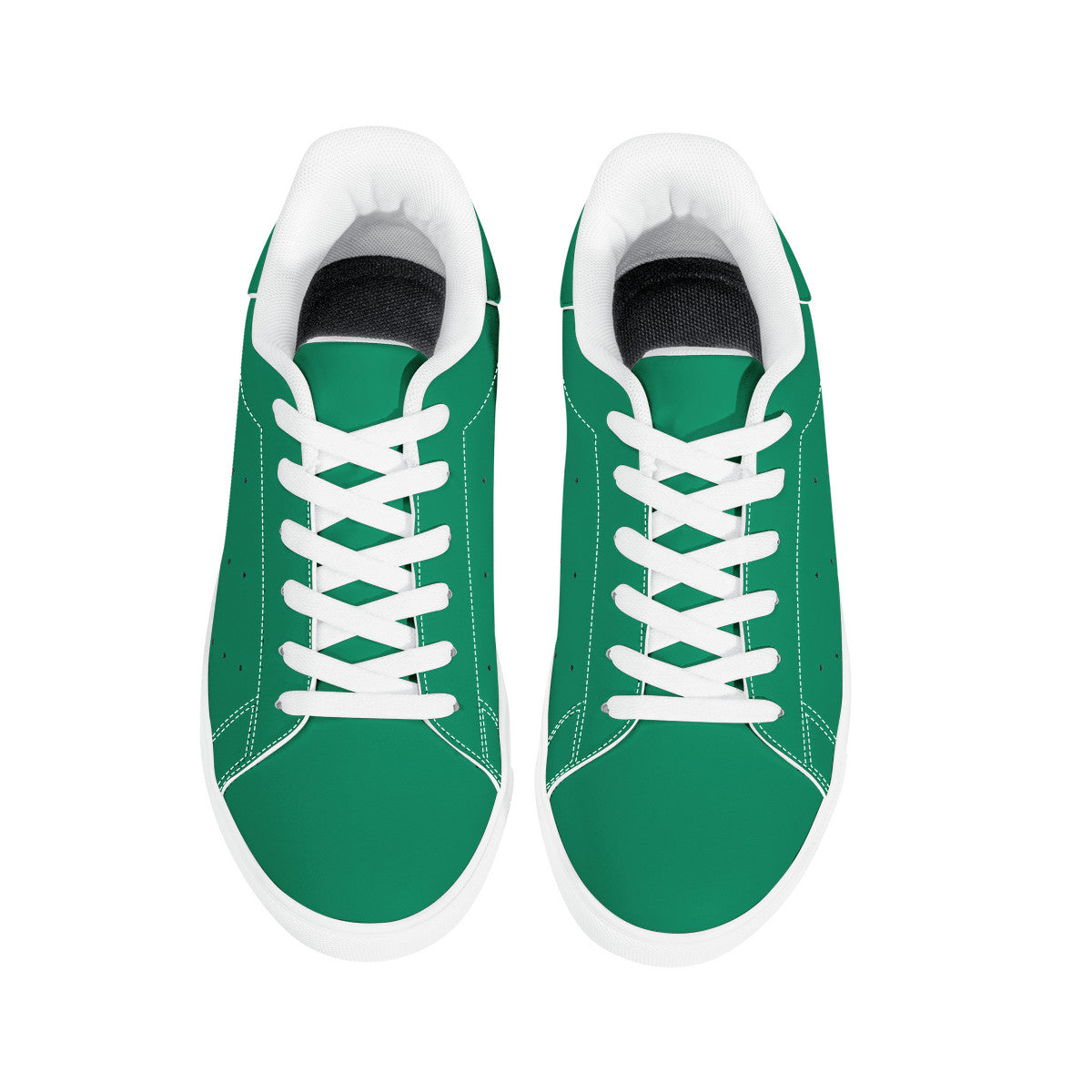 Green  Low-Top Synthetic Leather Sneakers -