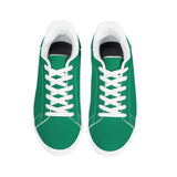 Green  Low-Top Synthetic Leather Sneakers -