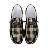 Unisex Tan Plaid Canvas Loafers