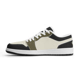 Unisex  Brown and Tan Synthetic Leather Low Top Sneakers