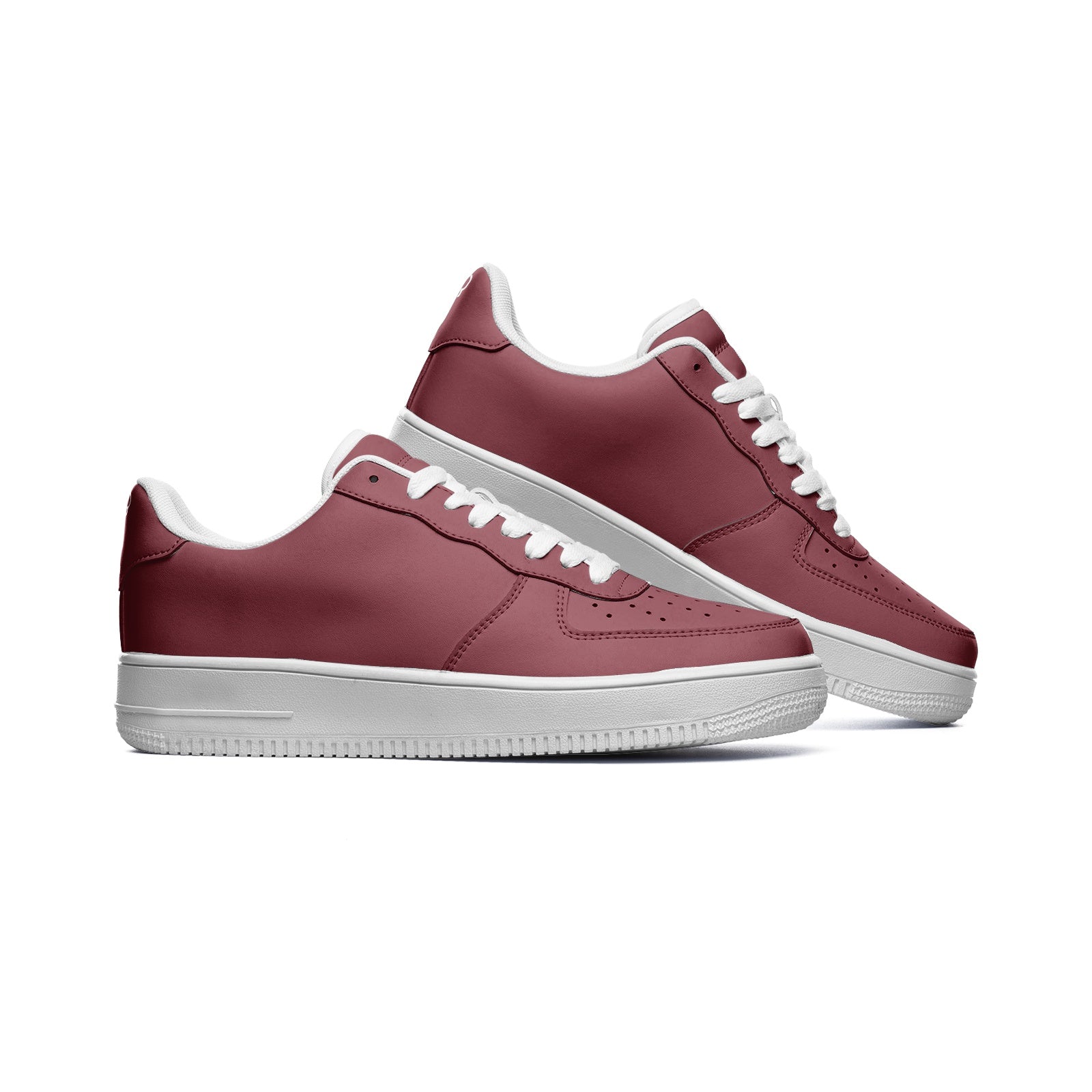 Unisex Maroon Low Top Leather Sneakers