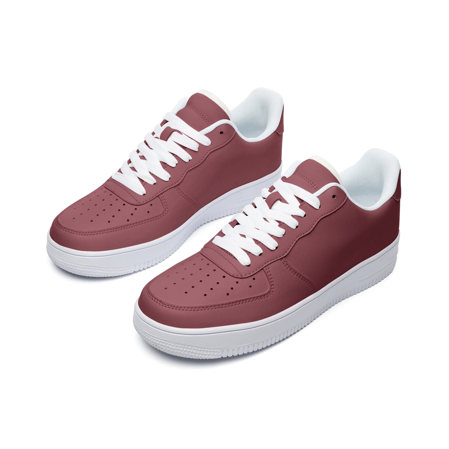 Unisex Maroon Low Top Leather Sneakers