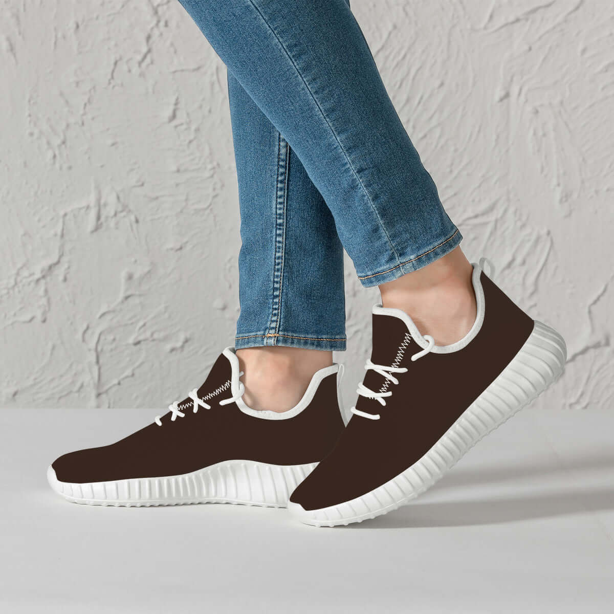 Brown Mesh Knit Sneakers
