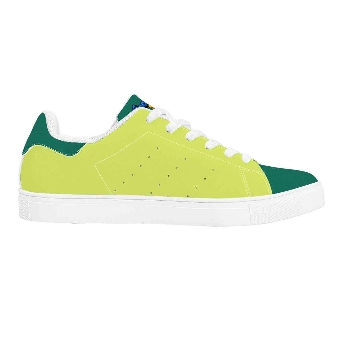 Neon Green Unisex Low-Top Synthetic Leather Sneakers