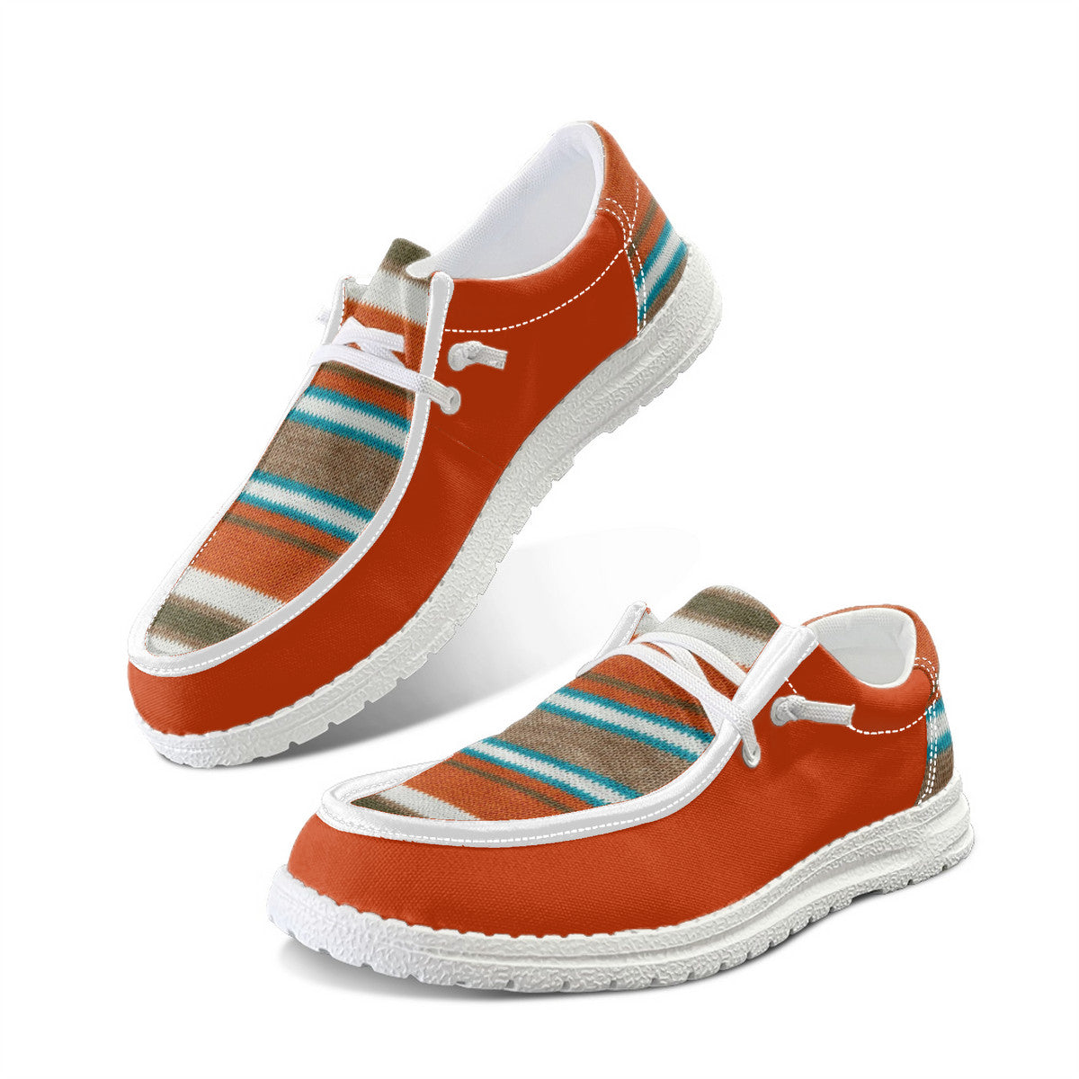 Unisex Orange Striped Pattern Canvas Loafers
