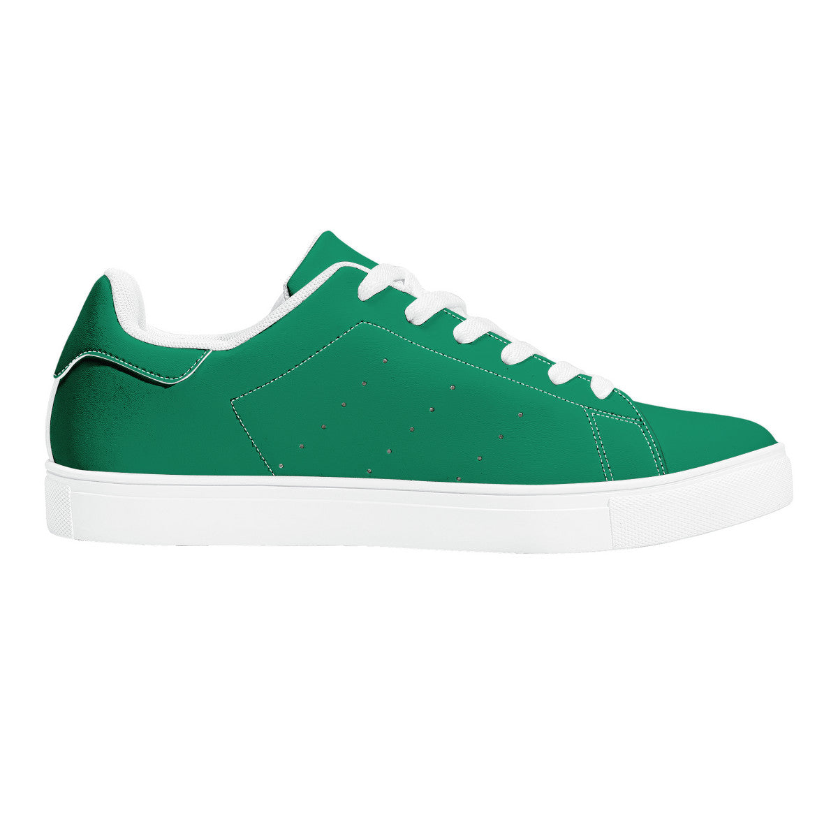 Green  Low-Top Synthetic Leather Sneakers -