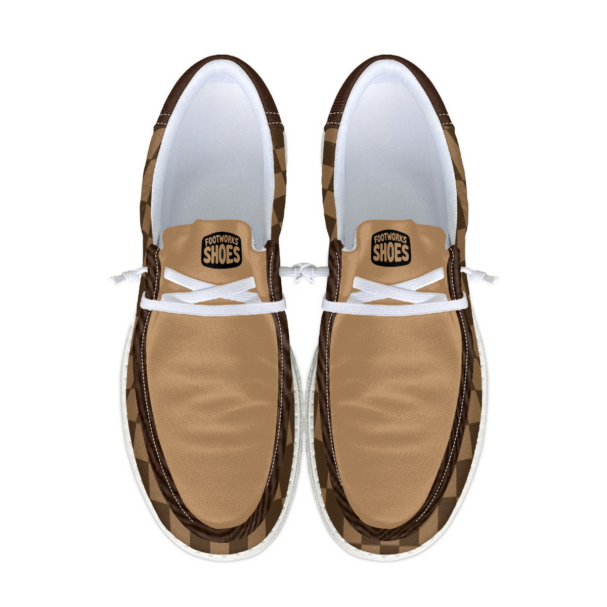 Brown Squares Unisex Canvas Loafers